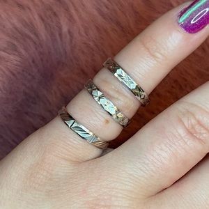 Set of 3 vintage sterling silver rings, size 7